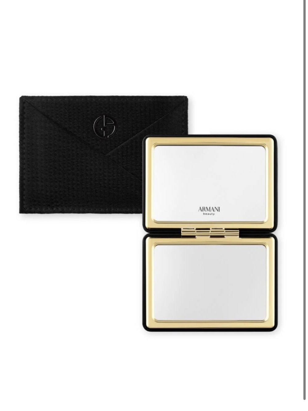 Giorgio Armani Black and Gold Compact Mirror with Pouch